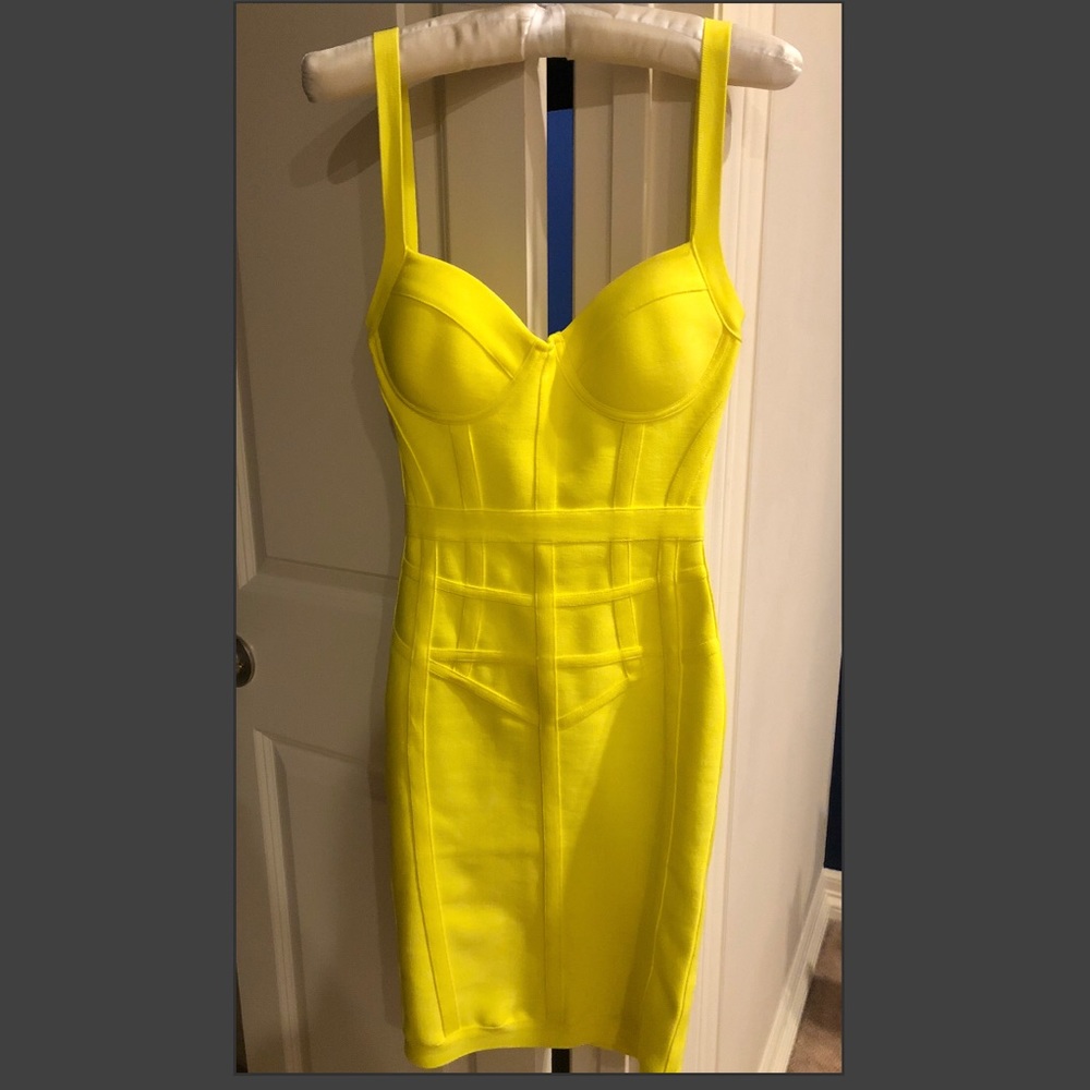 Sexy Bright yellow bandage dress